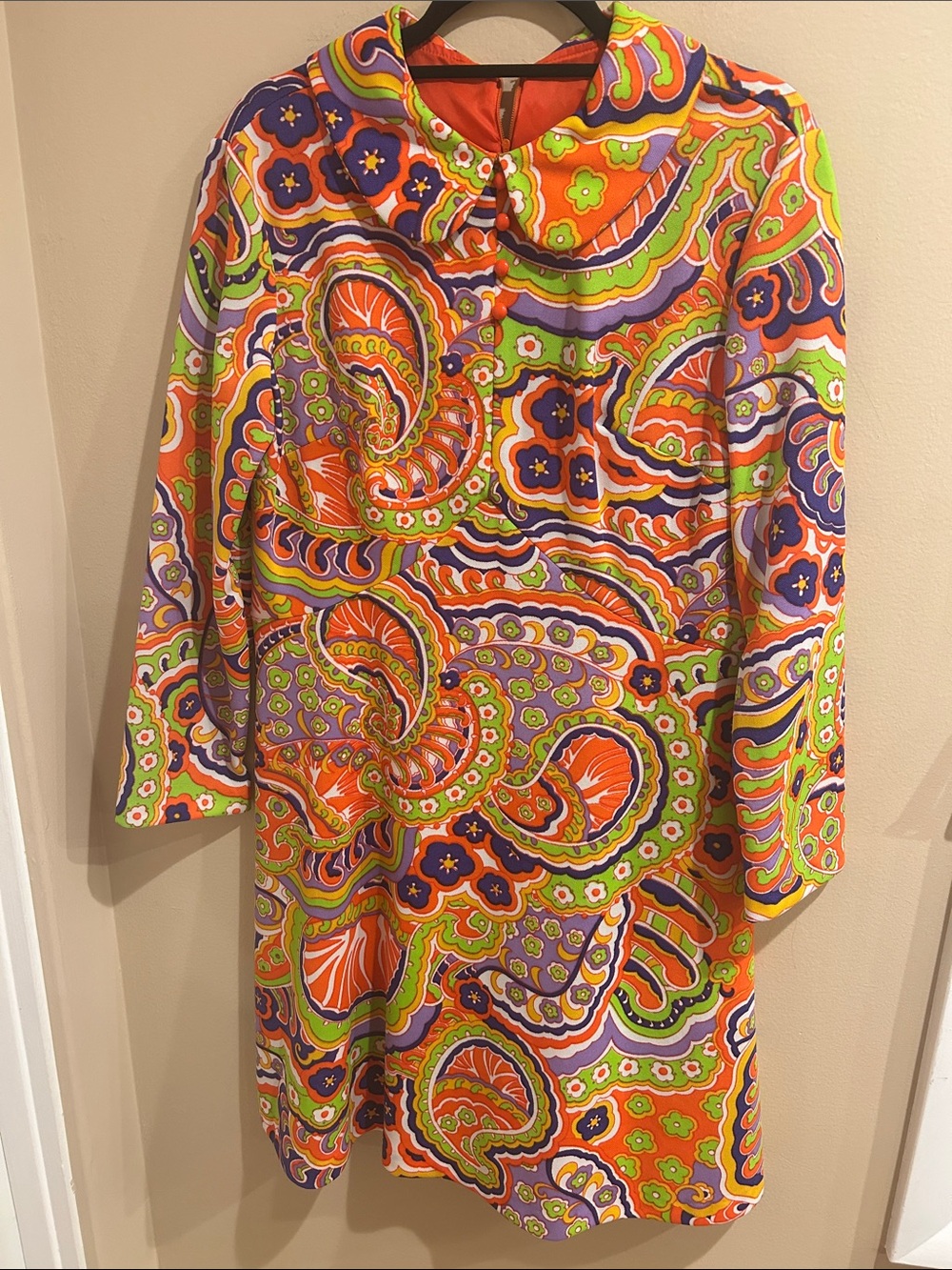 Vintage Mod 1960’s Flower Power Colorful Dress Sz Large